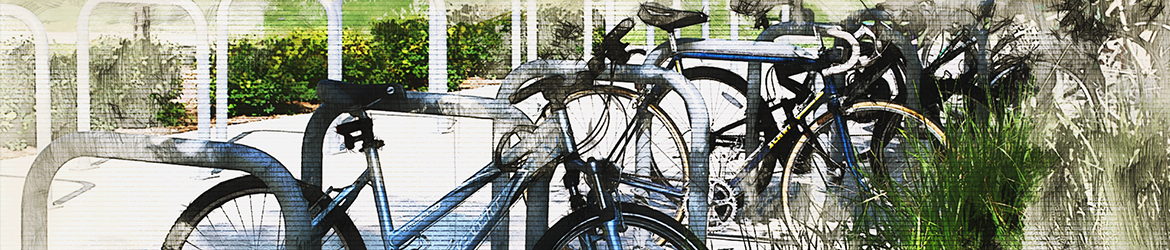 Bike Parking in Water Color