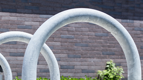 Close Up of Galvanized Bike Rack