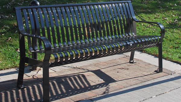 Black Backed Metal Bench